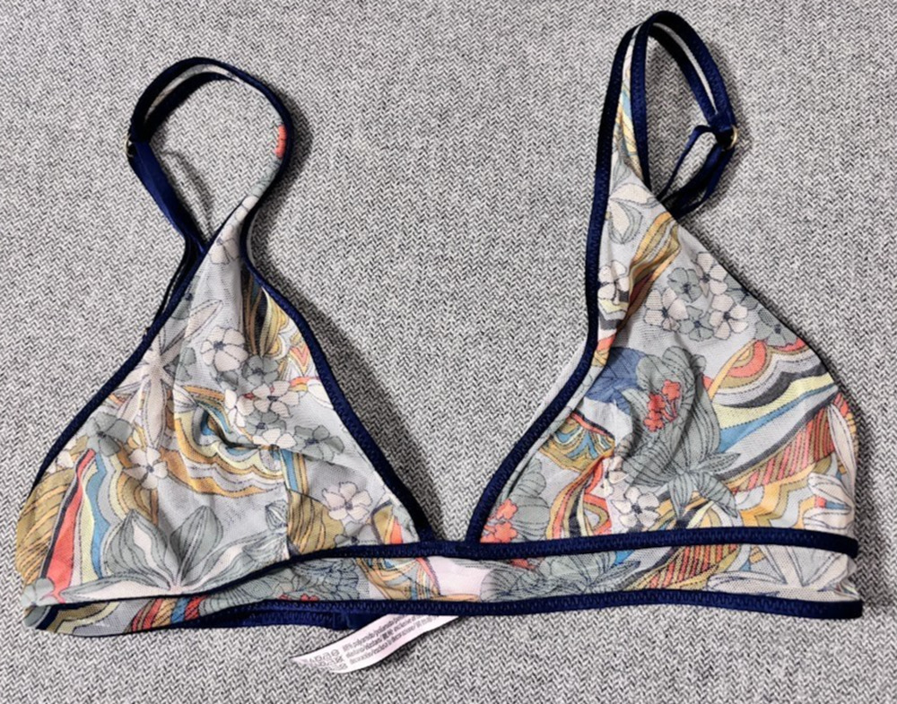 Victoria's Secret Lined Mesh Bralette Size S Small 70s Retro Swirl Pattern Boho